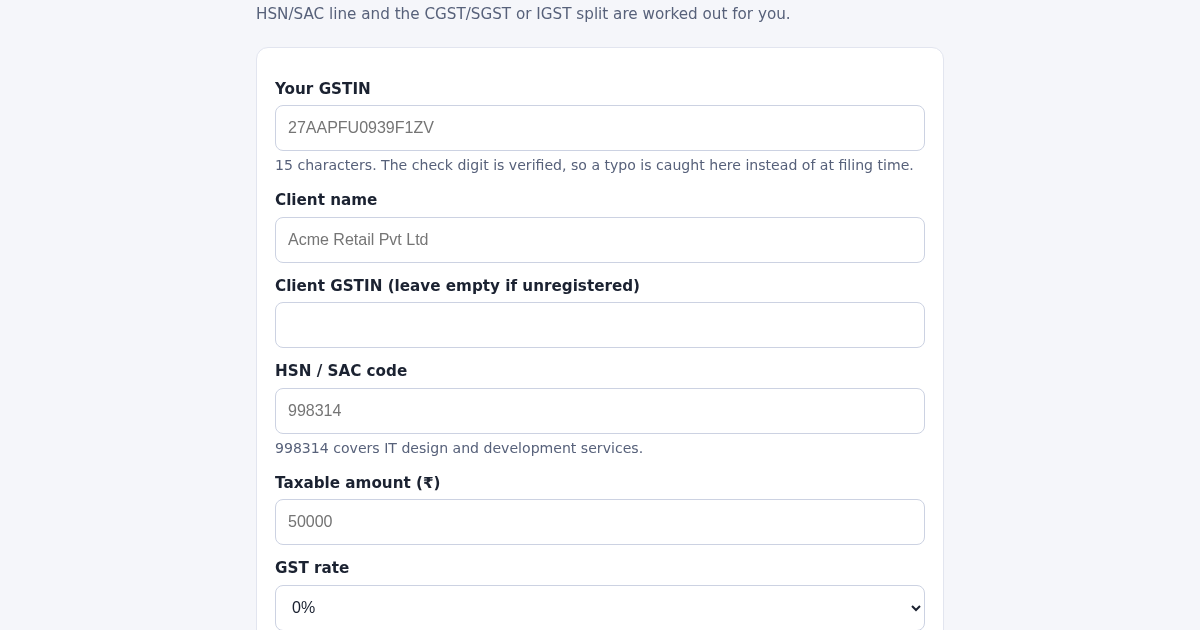 GST-Ready Invoice Generator
